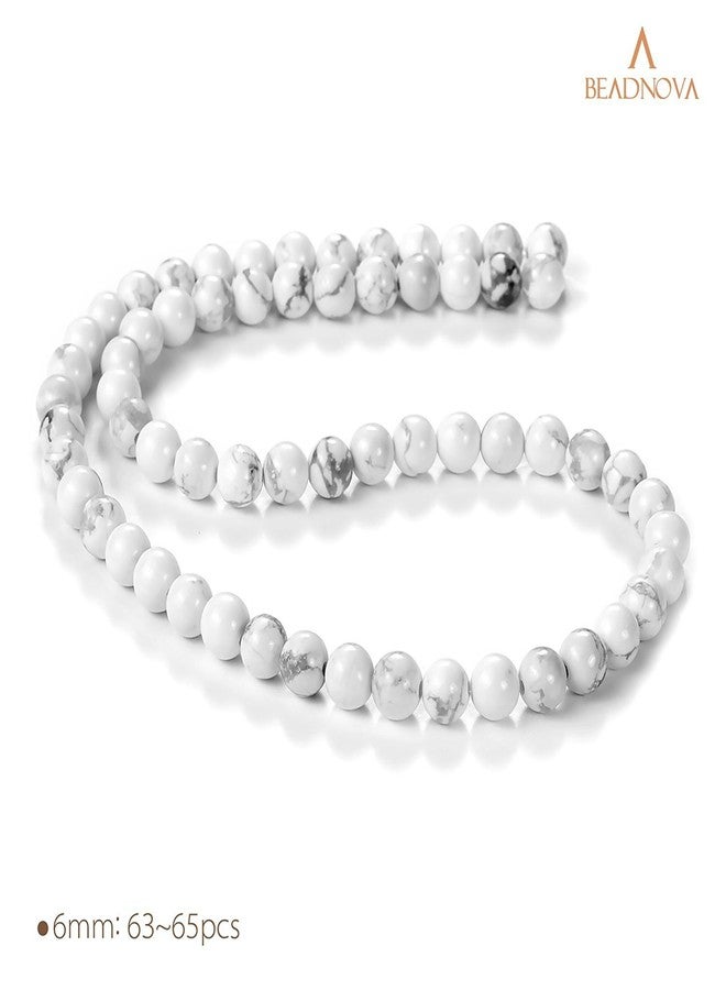 BEADNOVA 6mm White Howlite Round Beads - Natural Crystal Stone Gemstone for Jewelry Making With Free Crystal Stretch Cord (09) - Image 2
