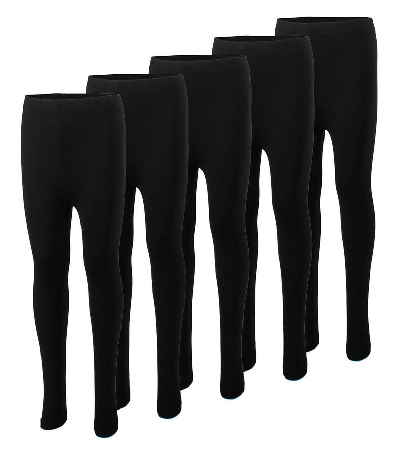 MISS POPULAR 5-Pack Girls Leggings Sizes 4-16 Soft Comfortable Cotton Spandex with Elastic Waistband Many Colors (Pack 7, 5/6)