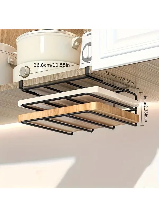 رف تخزين مزدوج الطبقات من الفولاذ المقاوم للصدم لتخزين ألواح التقطيع وأغطية القدور تحت الخزانة - Image 3