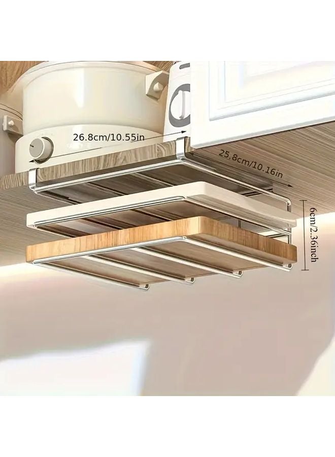 رف تخزين مزدوج الطبقات من الفولاذ المقاوم للصدم لتخزين ألواح التقطيع وأغطية القدور تحت الخزانة - Image 1