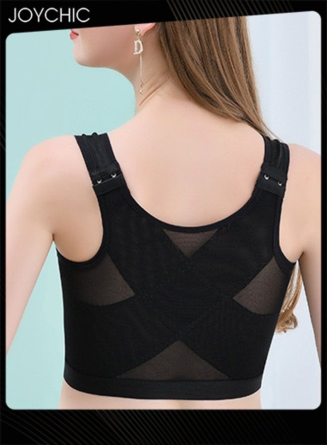 Joychic سوتيان رياضي نسائي صيفي رقيق وقابل للتنفس مع إغلاق أمامي ودعم خلفي بدون أسلاك تغطية كاملة مضاد للصدمات للجري والتدريب واللياقة البدنية - Image 2