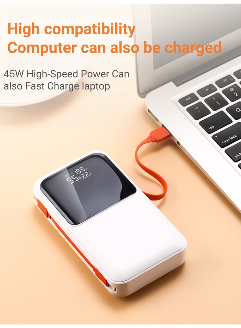 Rock Pow 45W Portable Charger Small 20000mAh Power Bank with Build in USB-C Cable and Lightning Cable with 2 ports,USB-A and  Type-C PD Fast Charging  Charger for phone and Computer iPhone 16 15 Samsung S25 S24 led digital display can be used on Airplane - Image 4