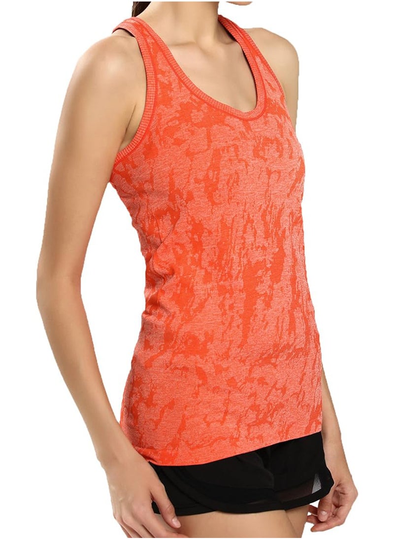 Sharpdo - Women's Camouflage Jacquard Wide Strap Scoop Neck Yoga Tank Top - Image 1