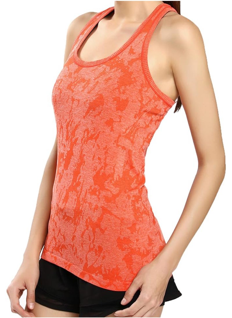Sharpdo - Women's Camouflage Jacquard Wide Strap Scoop Neck Yoga Tank Top - Image 1