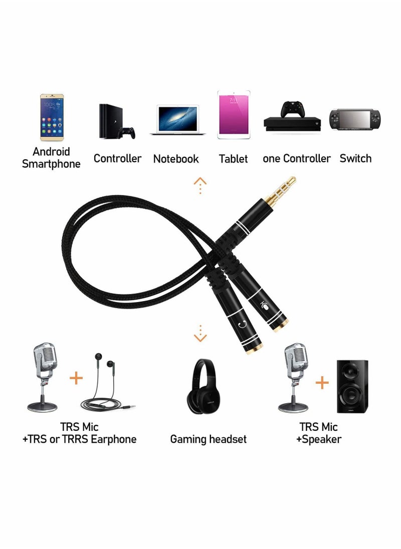 Y&D - Headphone Splitter, 3.5mm Headset Adapter (MIC + Audio) TRRS Male to Dual TRS Female Stereo Jack Combo Audio Cable for PS4, Tablet, PC, Phone, Laptop and Dual-Plug Gaming & More - Image 1