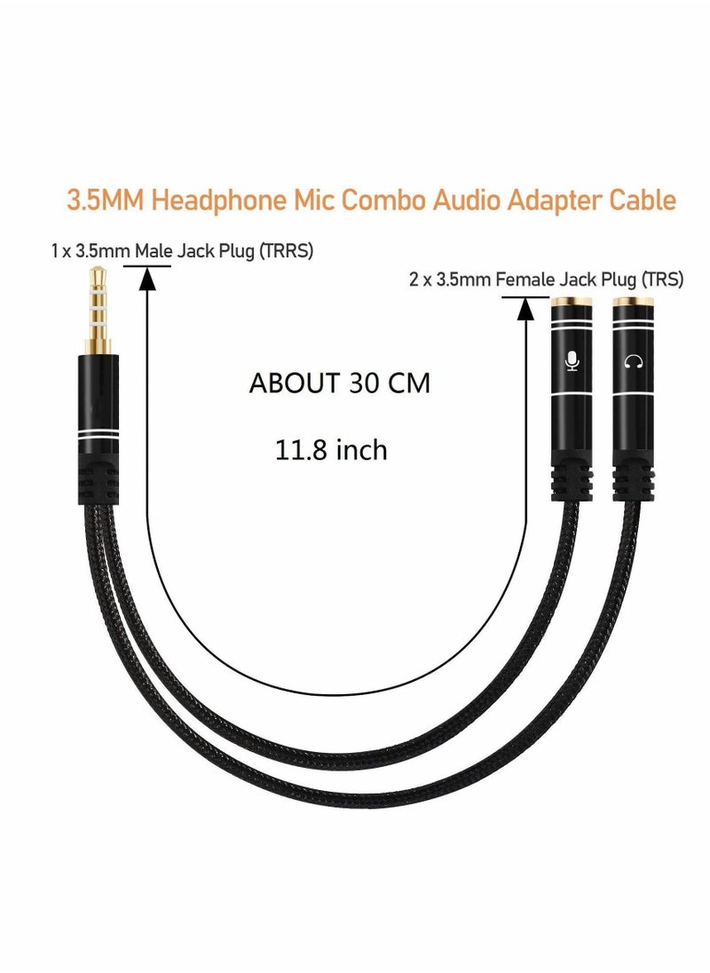 Y&D - Headphone Splitter, 3.5mm Headset Adapter (MIC + Audio) TRRS Male to Dual TRS Female Stereo Jack Combo Audio Cable for PS4, Tablet, PC, Phone, Laptop and Dual-Plug Gaming & More - Image 1