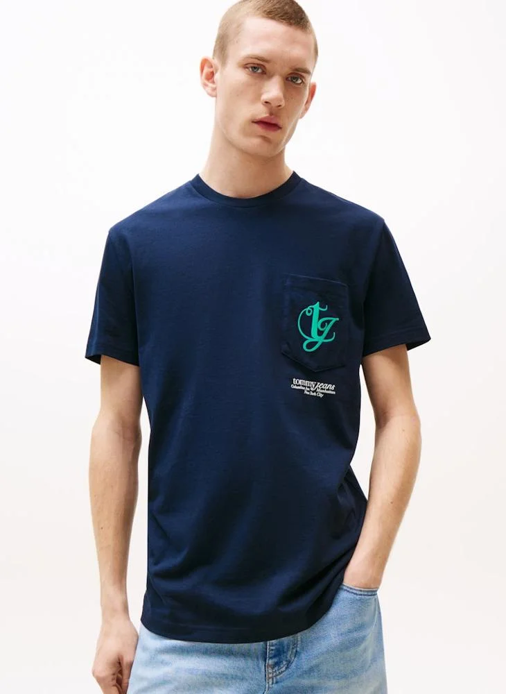 تومي جينز Regular Fit Monogram Short Sleeve T-Shirt