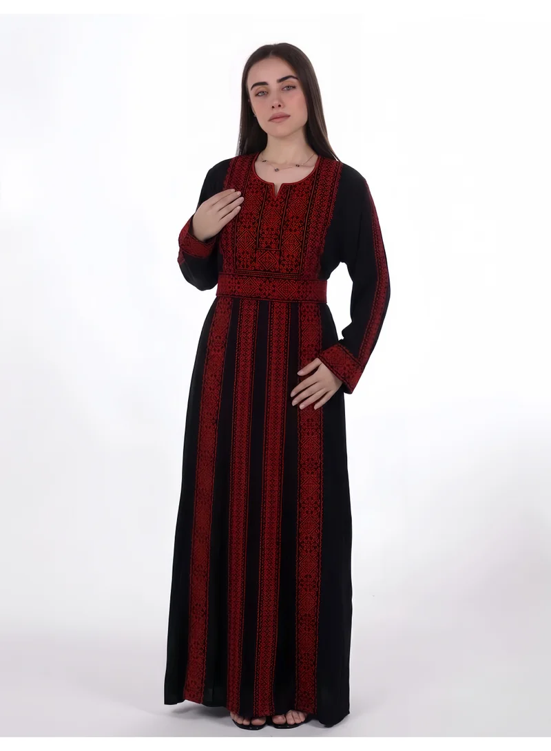 Ladies Belted Embroidered jalabiya dress