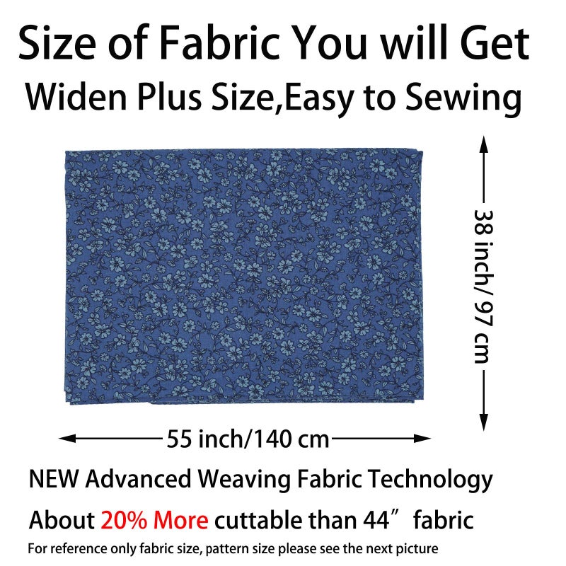 Master FAB -100% Cotton Fabric by The Yard for Sewing DIY Crafting Fashion Design Printed Floral(Spring Flowers Blue) - Image 2