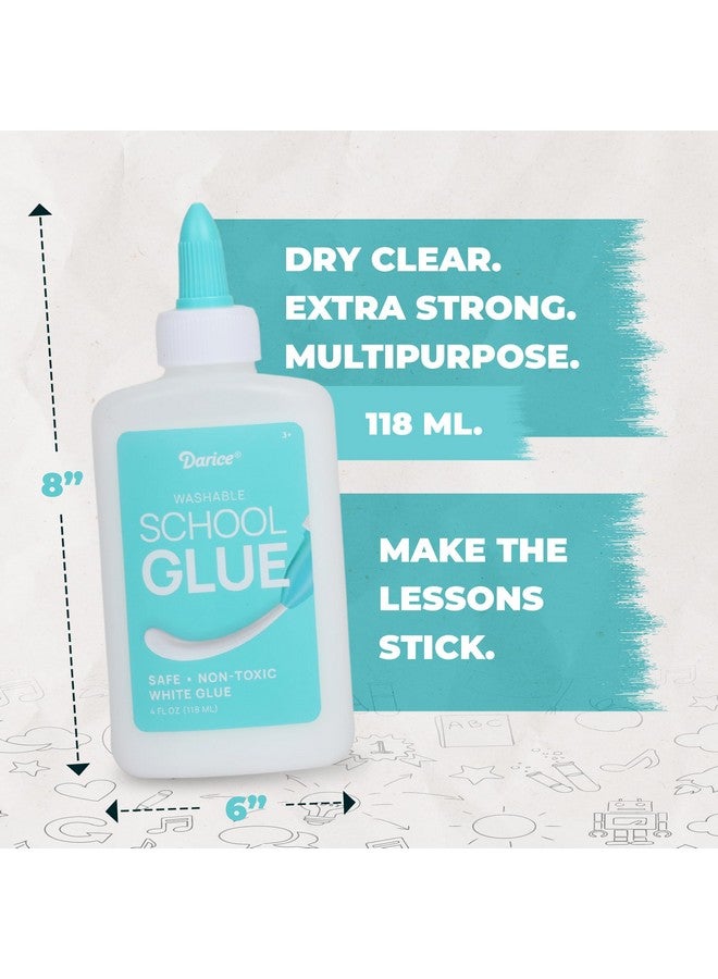 داريس غراء مدرسي قابل للغسل 4 أونصة - عبوة من 24 غراء أبيض للأطفال - غراء سائل قوي للغاية - غراء للطين والفنون والحرف اليدوية - زجاجة غراء بإغلاق ملتوي قابل للتعديل - Image 2