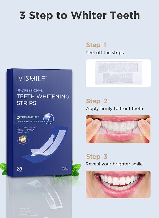 28 Pcs 5D Teeth Whitening Kit, Teeth Whitening Strips for Sensitive, Professional Effects, 28 Strips Whitener Safe Whitestrip, Deep Stains Removal Tooth Whitening
