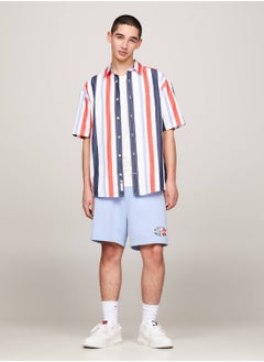 TOMMY JEANS Men's Multicolour Stripe Relaxed Short Sleeve Shirt -  Pure cotton, White  - Image 4