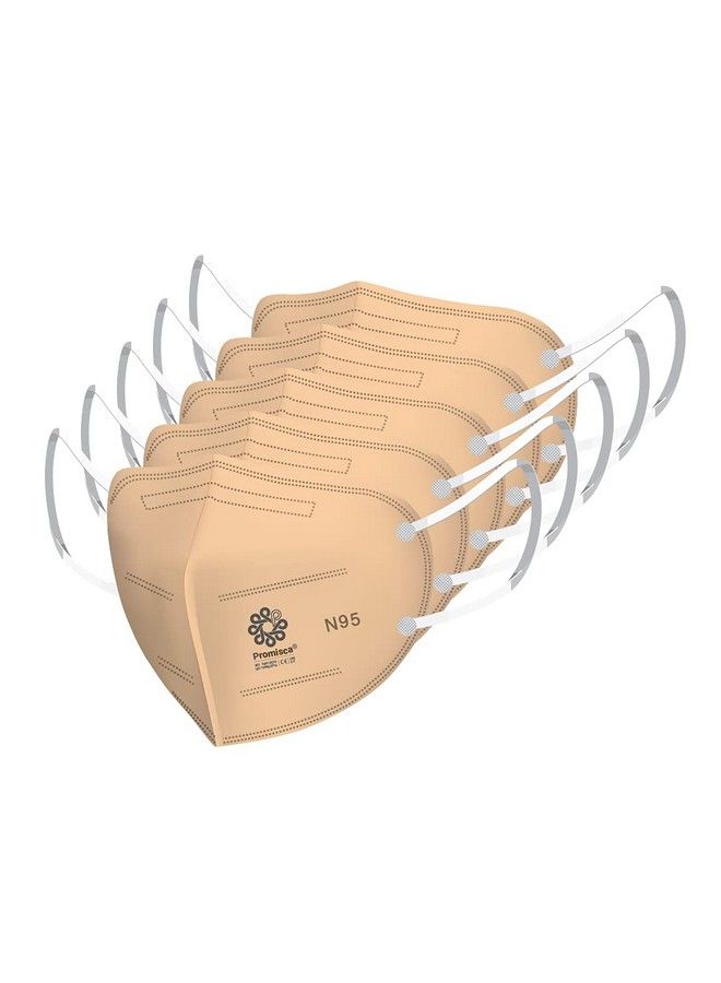 PROMISCA N95 Face Mask (Pack Of 5) Ear Loop Style Protective Face Mask 5 Layered Filtration With Genuine Melt Blown And Hot Air Cotton (Medium Orange)  - Image 1
