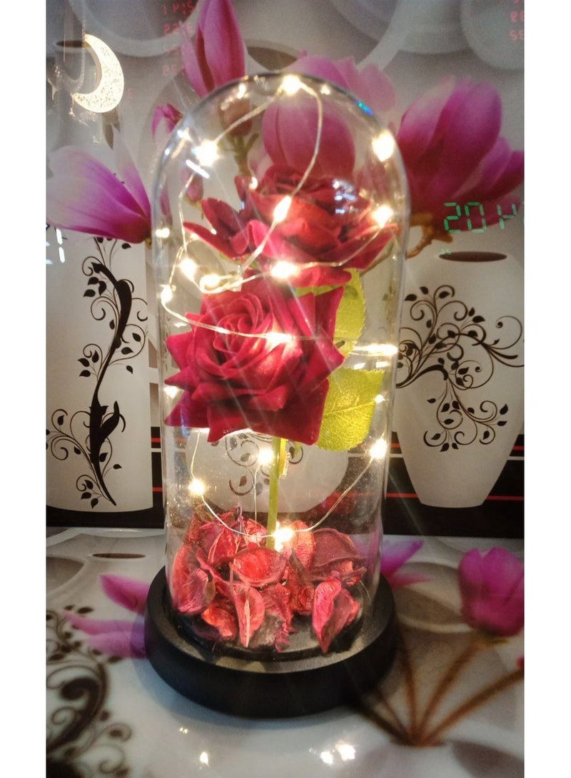Home Decor Light Led The Little Prince Rose Flower Night Light Glass Lampshade Artificial Rose Flower Table Lights Home Decoration Gift For Valentine'S Day, Mother'S Day, Anniversary, Birthday, Wedding, - Image 1