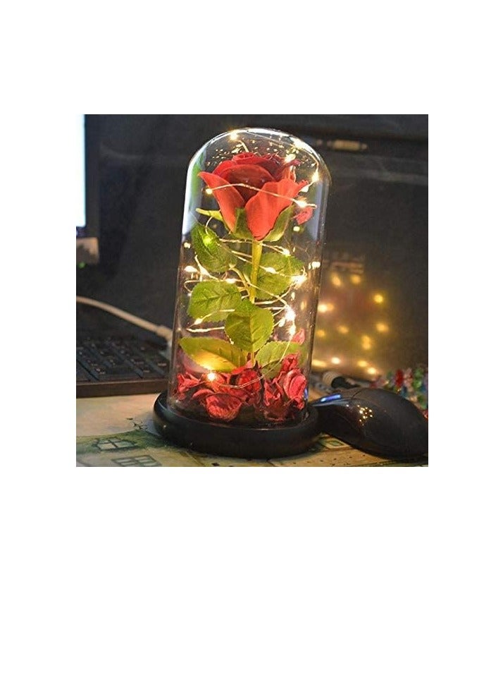 Home Decor Light Led The Little Prince Rose Flower Night Light Glass Lampshade Artificial Rose Flower Table Lights Home Decoration Gift For Valentine'S Day, Mother'S Day, Anniversary, Birthday, Wedding, - Image 2