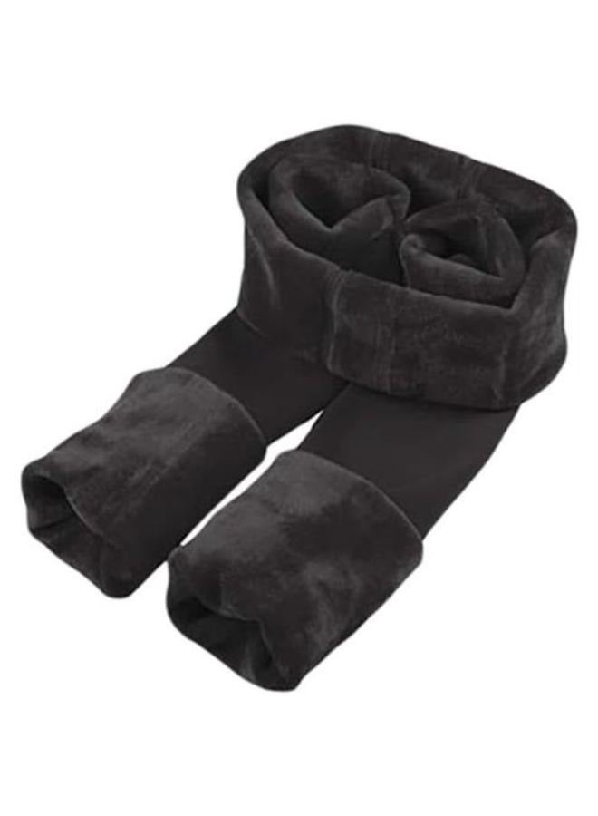 Women's Winter Warm Leggings Women's Winter Warm Leggings Plus Size Solid Color Velvet Women's High Waist Tights Tight Elastic Lycra Soft Lined From Free Size Fits from 60 to 100 Kg, Black - Image 1