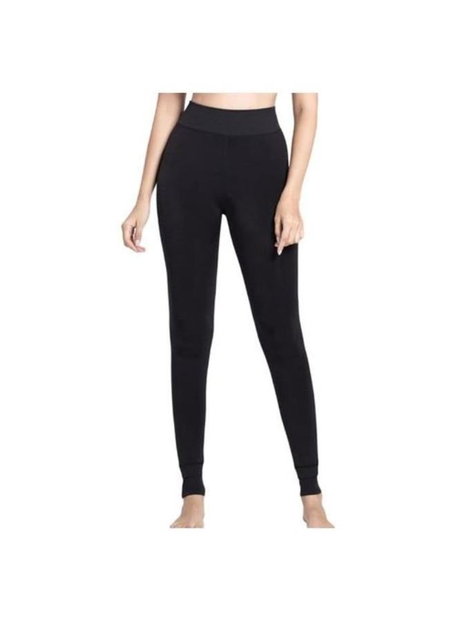 Women's Winter Warm Leggings Women's Winter Warm Leggings Plus Size Solid Color Velvet Women's High Waist Tights Tight Elastic Lycra Soft Lined From Free Size Fits from 60 to 100 Kg, Black - Image 2