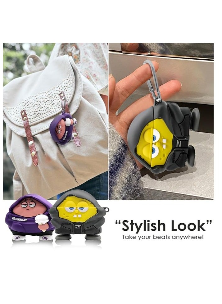 Mmmon - For AirPods Pro 2 Case,Anti-Fall Silicone Case,3D Case for AirPods Pro 2 with Keychain (Yellow) - Image 1