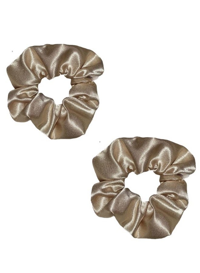 IBDA Aesthetic Gold Combo of Pure Silk Scrunchies,Handmade Hair Accessories, Woman stylish Silk Scrunchies Extra Soft Elastic to Avoid Pulling & Tugging, Prevents Hair Damage