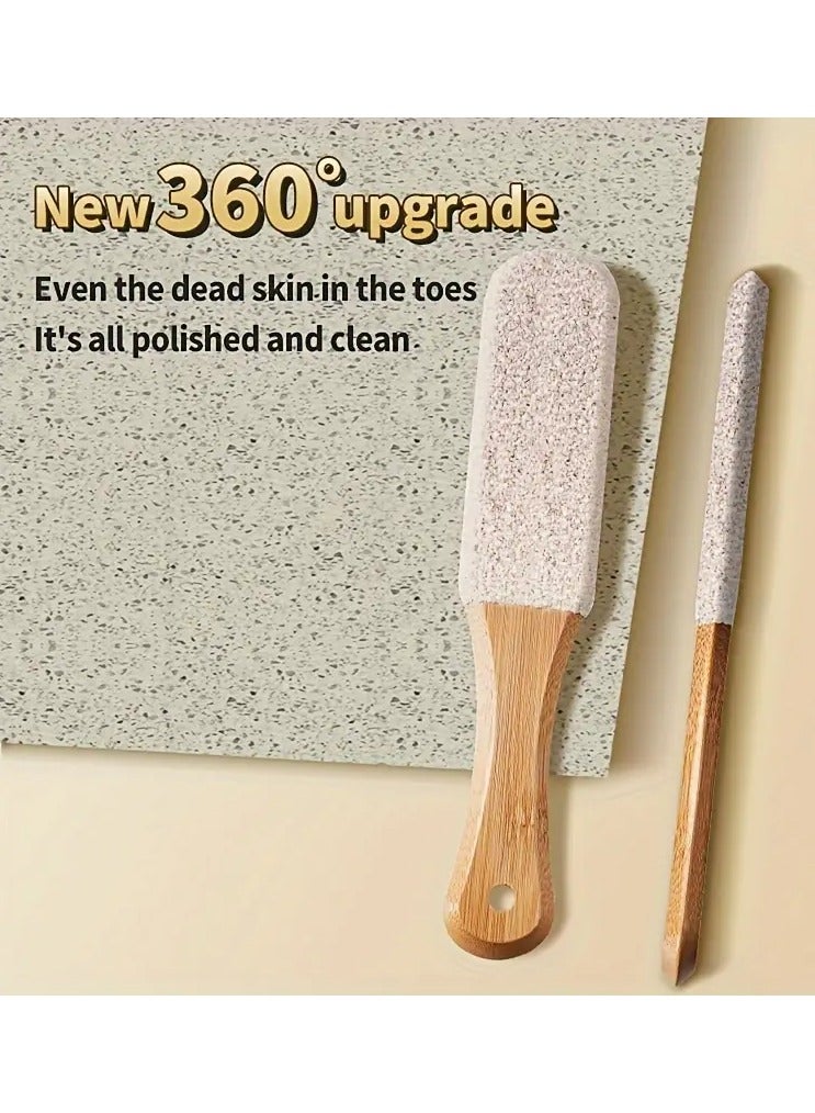 Goolsky Gitnk Bamboo Handle Pumice Stone Foot File - Hypoallergenic, Natural Foot Scrubber for Soft, Smooth Skin & Callus Removal, with 360° Polished Head for Dead Skin Exfoliation - Image 2