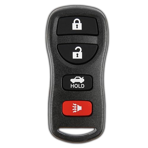 KeylessOption Key Fob for 2002 2003 2004 2005 2006 2007 2008 2009 2010 2011 2012 2013 2014 2015 2016 2017 Nissan Altima Maxima Sentra Infiniti Remote, 4-Button KBRASTU15, Programming Guide Included - Image 1