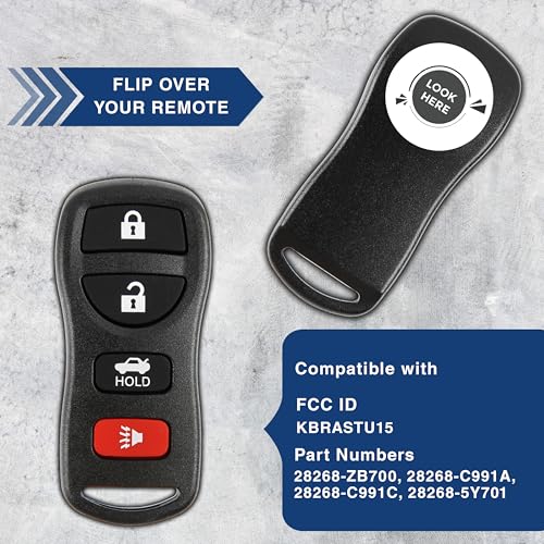 KeylessOption Key Fob for 2002 2003 2004 2005 2006 2007 2008 2009 2010 2011 2012 2013 2014 2015 2016 2017 Nissan Altima Maxima Sentra Infiniti Remote, 4-Button KBRASTU15, Programming Guide Included - Image 4