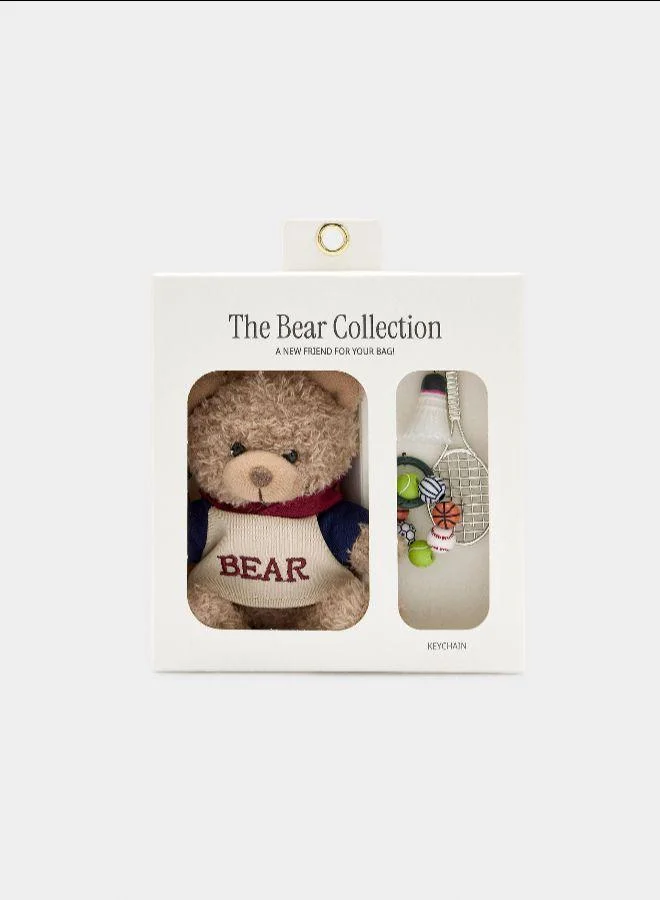 بارفوا تعويذة سلسلة المفاتيح التنس - مجموعة الدب