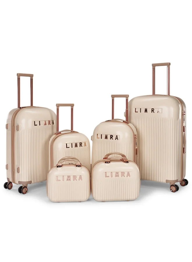 LIMRA Luggage set 6 pieces travel Bags with a distinctive design from limra Beige/Gold
