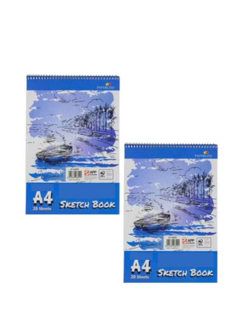 paperline Plain Sketch Book, 12 x 20 Sheets, A4 Size, Blue
