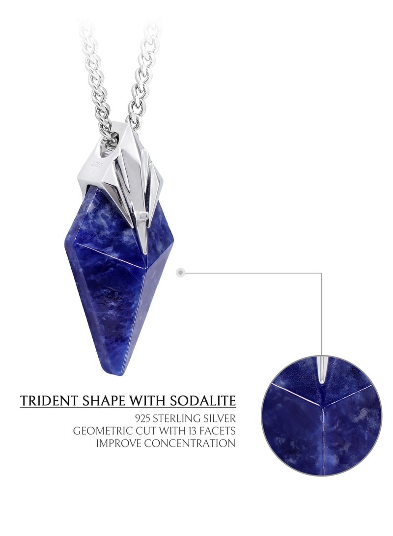 AWNL Men's Sterling Silver Sodalite Pendant Necklace-61.5cm Stainless Steel Chain - Image 5