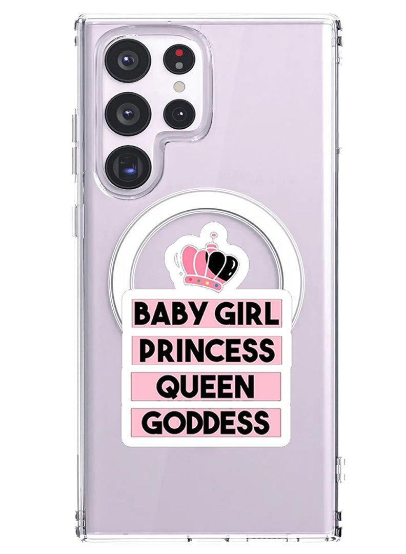 Theodor Magnetic Case for Samsung Galaxy S23 Ultra 6.8-inch Compatible with MagSafe Wireless Charging, Shockproof Phone Bumper Cover Baby Girl Princess white copy - Image 1