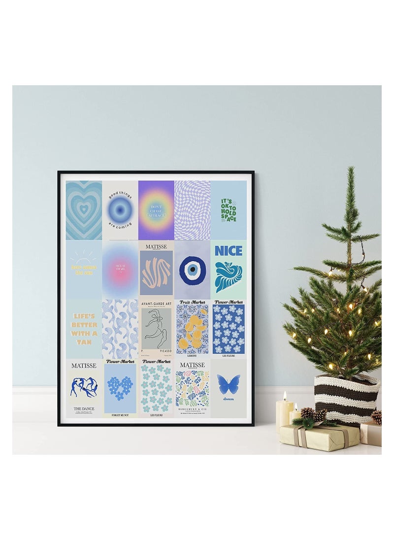 Generic - Minimalist Blue Room Wall Art Decor, 50Pcs Danish Pastel Collage Kit, Aesthetic Pictures and Posters for Dorm Room Decoration, Matisse Inspired Art Prints - Image 1