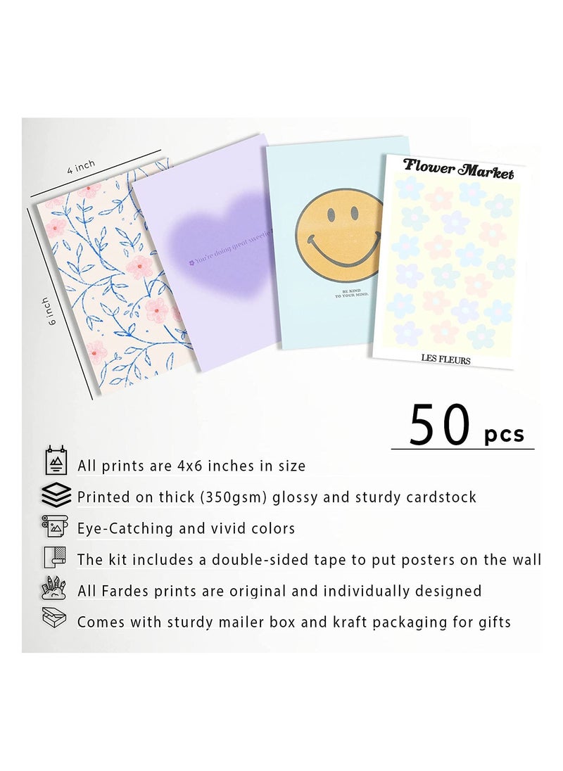 Generic - Minimalist Blue Room Wall Art Decor, 50Pcs Danish Pastel Collage Kit, Aesthetic Pictures and Posters for Dorm Room Decoration, Matisse Inspired Art Prints - Image 1