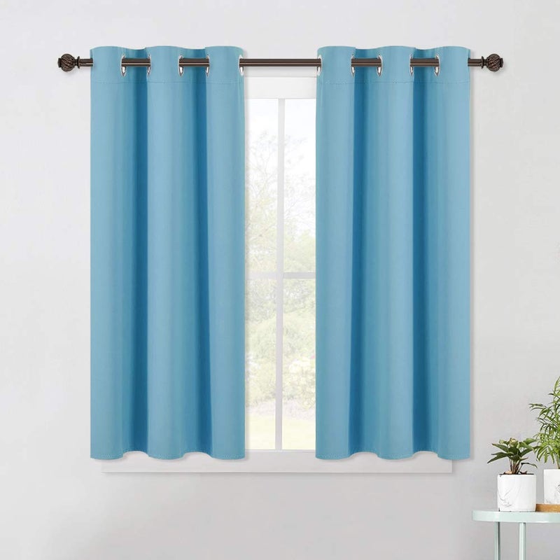 NICETOWN Thermal Insulated Curtains Blackout Draperies, Window Treatment Solid Grommet Room Darkening Drape Panels for Bedroom (Teal Blue, Set of 2 Panels, 42 by 45 Inch Long) - Image 1