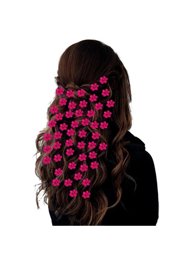 Hair Flare Hair Pin, Bright Flower With 1 Center Bead, Pack Of 50 Pins_2767_Darkpink  - Image 1