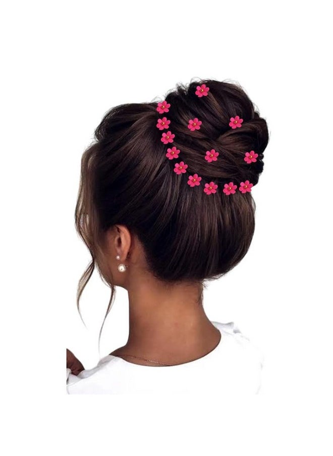 Hair Flare Hair Pin, Bright Flower With 1 Center Bead, Pack Of 50 Pins_2767_Darkpink  - Image 4