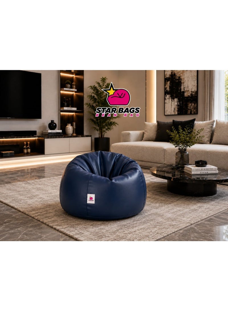 Star Bags - Bean Bags Bean Bag Leather Pouf - From Star Bags - 80*70cm - Navy - for Adults - Stylish - Image 3