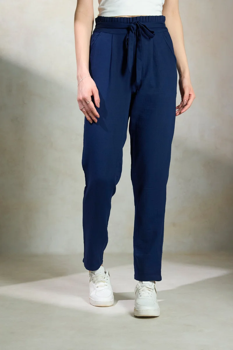 Virgio Cotton Paper Brunchwear Bag Waist Trousers for Women