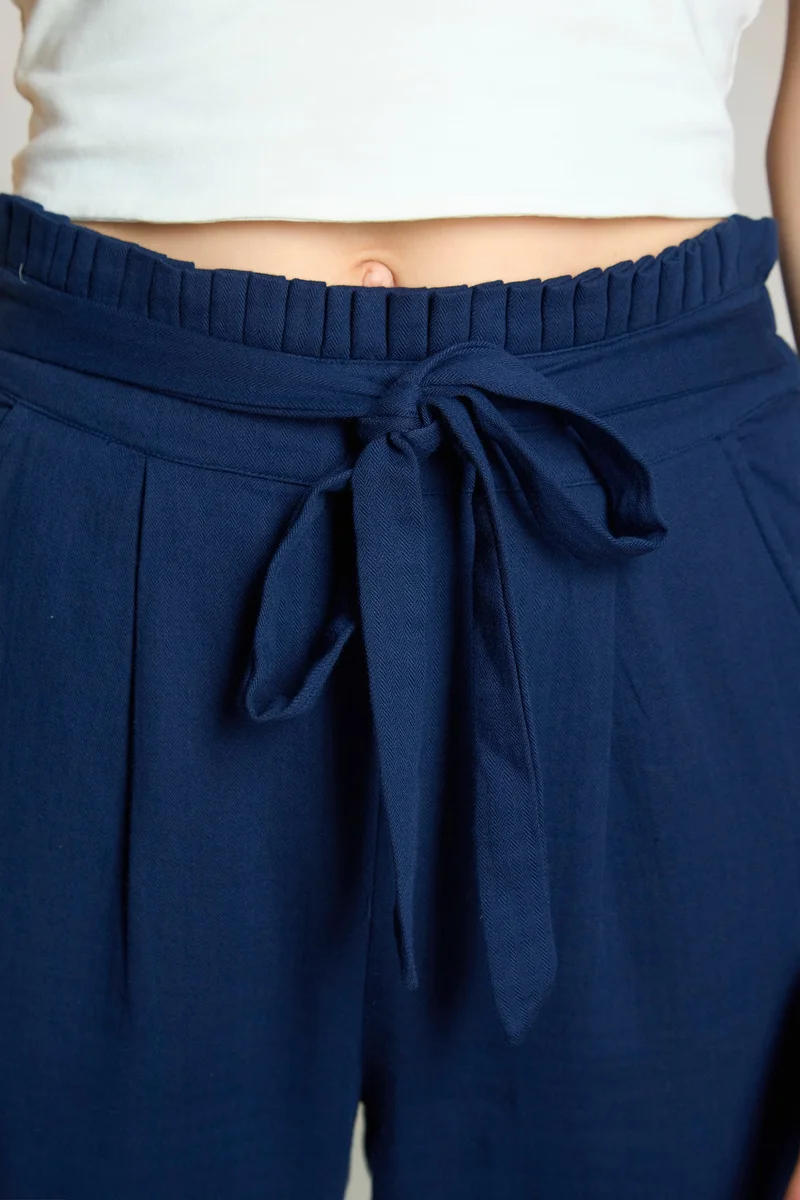 Virgio Cotton Paper Brunchwear Bag Waist Trousers for Women