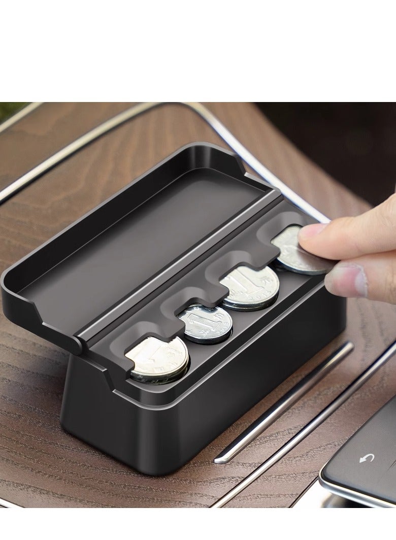 Generic Coin Holder for Car, Coin Change Organizer Compatible with Coins of Different Sizes, Dash-Mounted Holder Suitable for Most Cars, Trucks(Black)  - Image 1