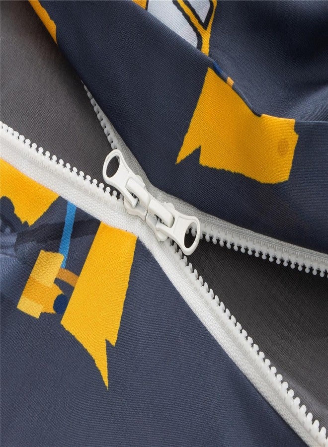 NTBED مجموعة أغطية سرير مطبوعة بشاحنة البناء NTBED، خفيفة الوزن من الألياف الدقيقة، مجموعة لحاف مع ملاءة fitted وأغطية وسائد، رمادي داكن - Image 5