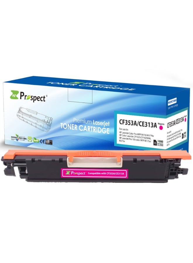Prospect Toner 130A /126A Magenta Laser Compatible with HP Models 130A CF353A / 126A CE313A for Printers HP Color LaserJet Pro MFP M176/M177fw/CP1025/CP1025NW,Pro 100 color/MFP M175a/M275a ( Magenta ) - Image 1