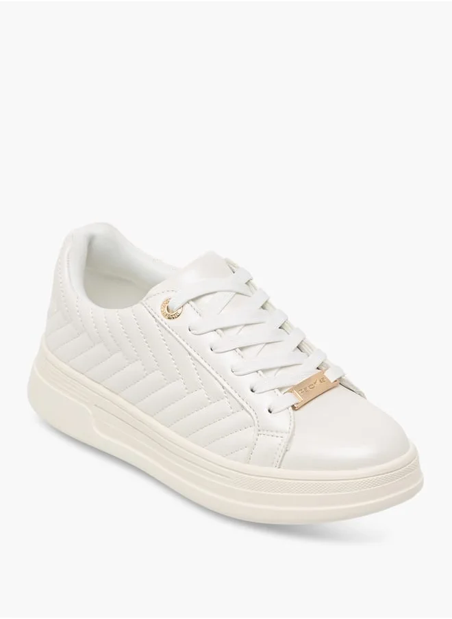 Paprika Women's Quilted Metallic Sneakers With Lace-Up Closure