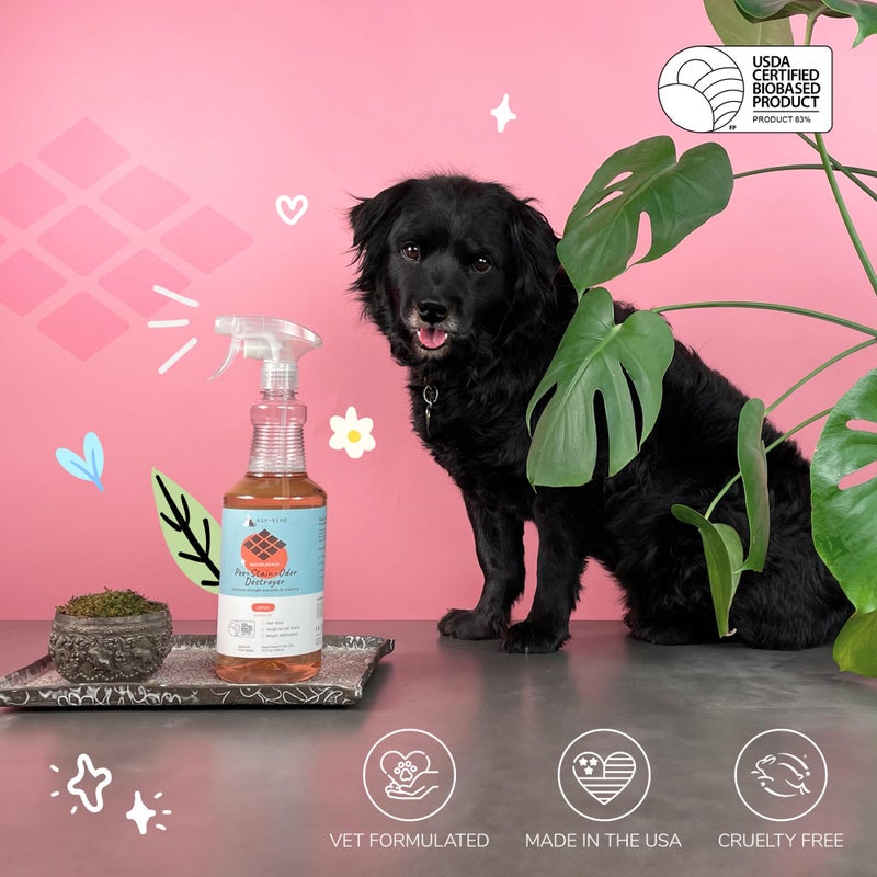 kin+kind Pet Odor Eliminator for Home - Litter Deodorizer, Pet Urine Odor Eliminator Spray and Stain Remover Spray for Harwood Floods, Carpet and Fabric - Pee, Odor and Stain Destroyer 32 fl oz - Image 5