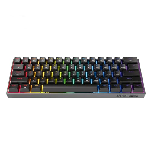 FANTECH MAXFIT61 RGB Wired 60% Mechanical Keyboard, 61 Keys Hot Swappable Type-C Programmable Gaming Keyboard, Blue Switch, Black - Image 1