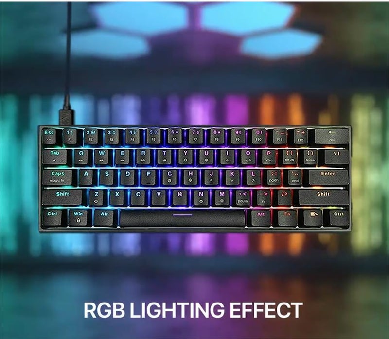 FANTECH MAXFIT61 RGB Wired 60% Mechanical Keyboard, 61 Keys Hot Swappable Type-C Programmable Gaming Keyboard, Blue Switch, Black - Image 3