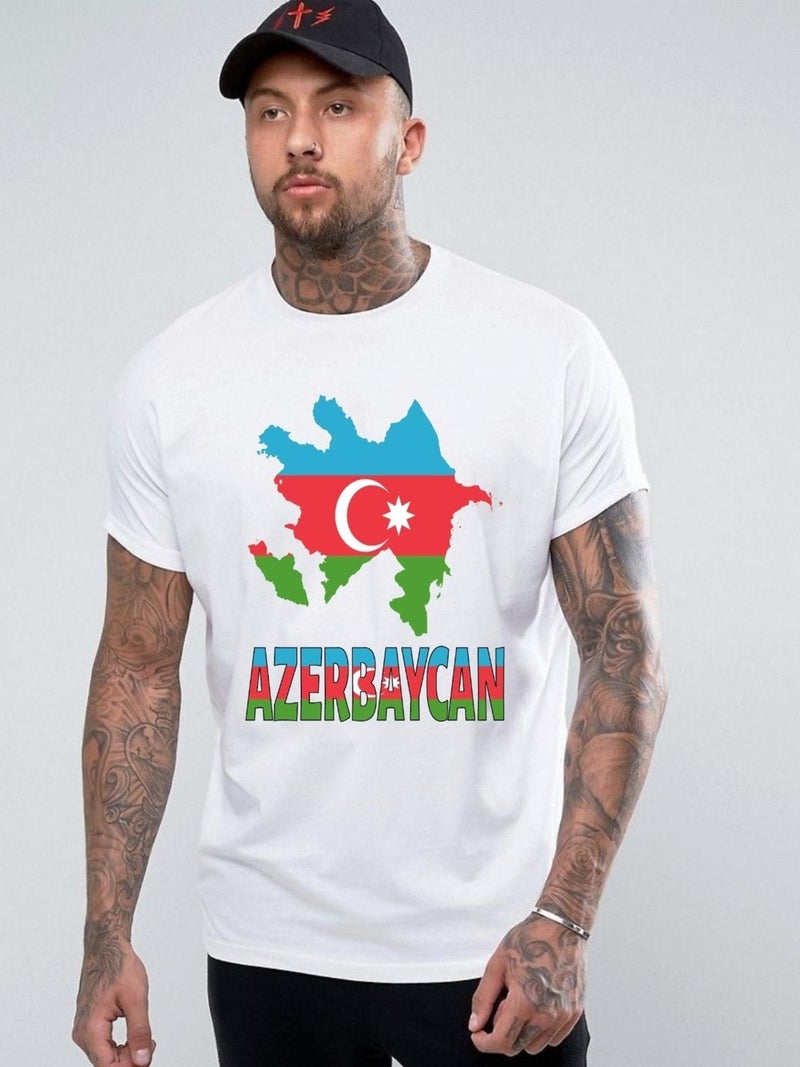 Tbas Azerbaijan T-shirt, Cotton Unisex T-shirt. "azerbaijan" Written Azerbaijan Flag Soft T-shirt - Image 2