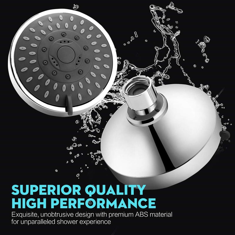 WarmSpray High Pressure Shower Head 5 Settings Fixed Showerhead 4 Inch High Flow Bathroom Showerhead with Adjustable Brass Ball Joint for Luxury Shower Experience Even at Low Water Pressure - Image 3