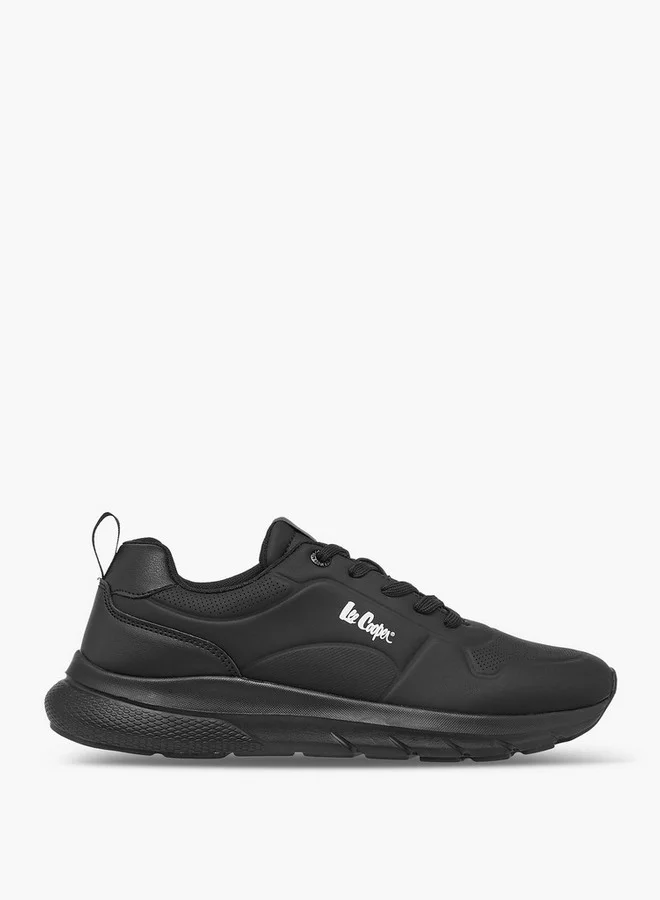 Lee Cooper Men's Logo Print Sneakers with Lace-Up Closure