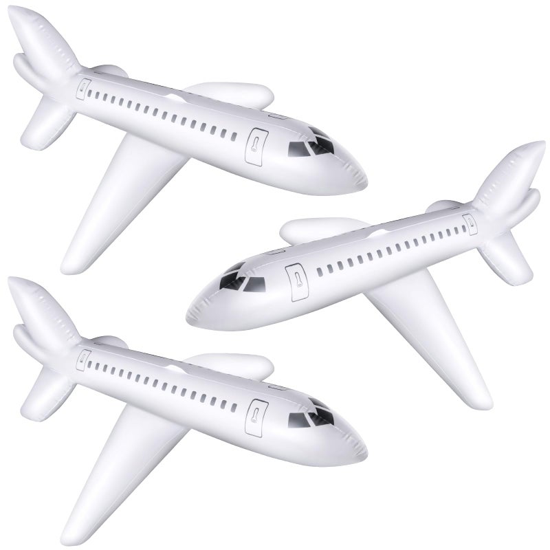 Syhood 10 Pc 40 Inch White Large Inflatable Airplane Balloon Aviation Themed for Outdoor Birthday Party Gifts Swimming Pool Decorations Toys - Image 3